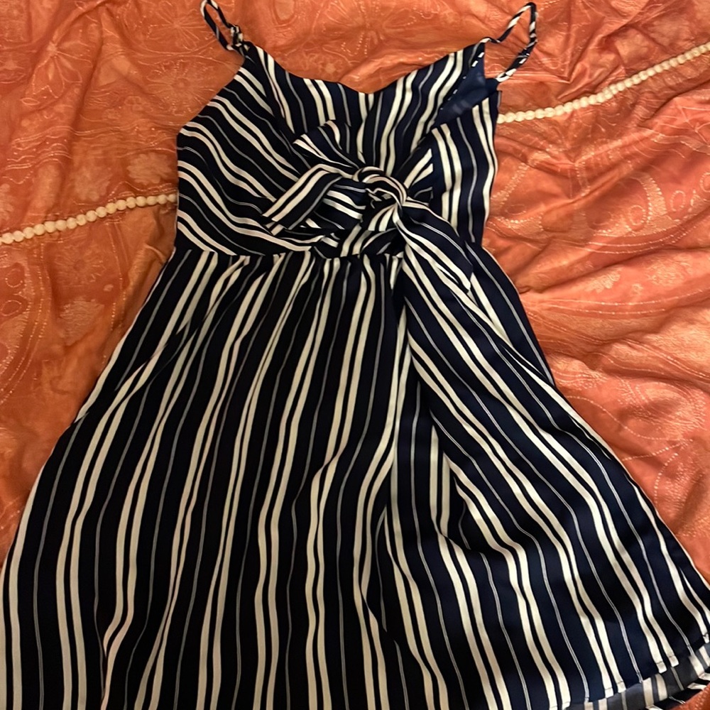 Navy and white striped dress